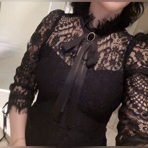 🍭🥰🦊 New velentino alike Sexy Princess  Lace  3quarter sleevess knee length Dress